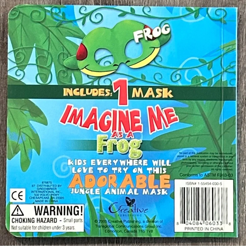 💞 New “Imagine Me As A Frog” Children’s Board Book & Mask Set